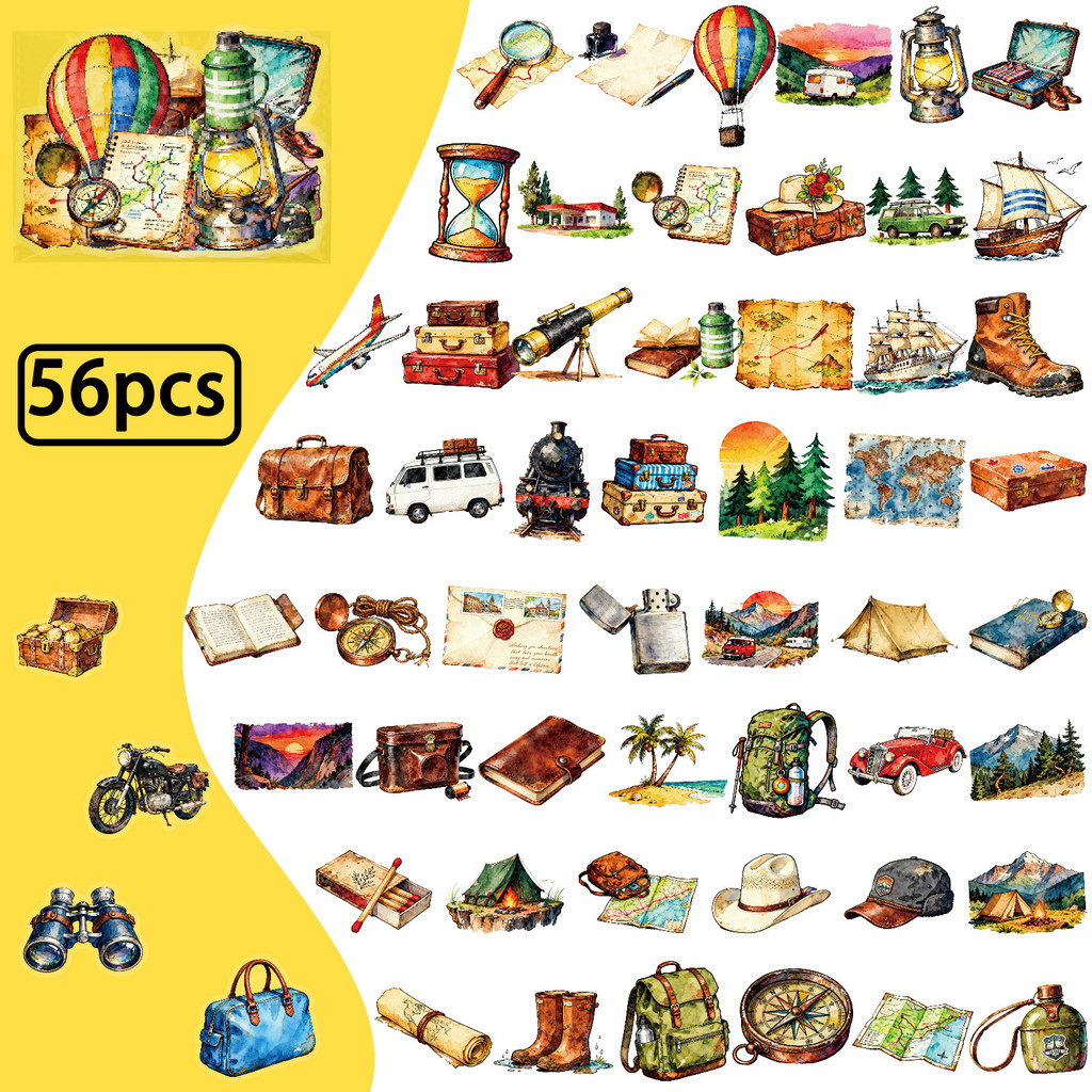 Outdoor Adventure Store - 56 szt. Naklejek PET na podróże