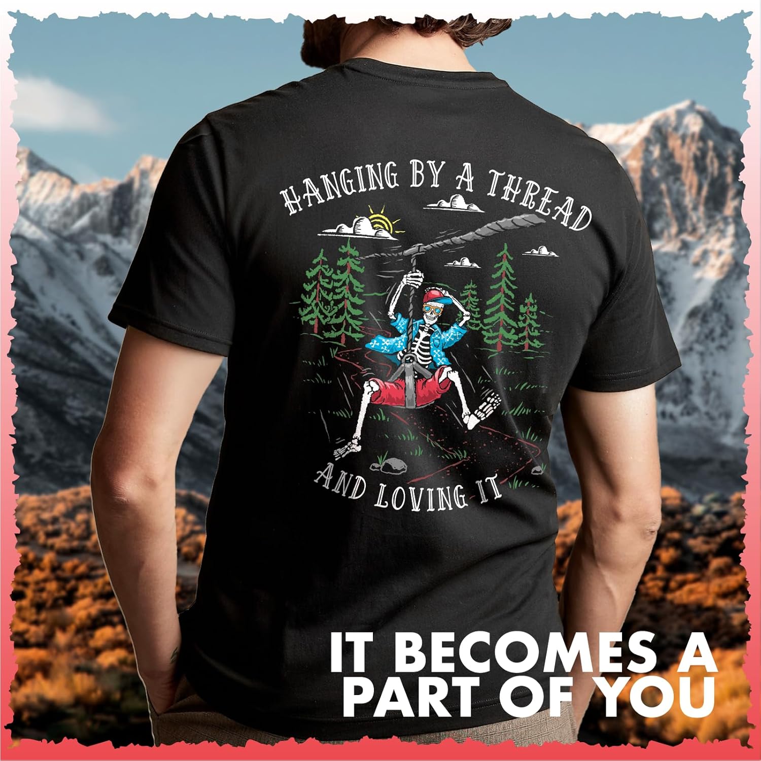 Koszulka męska z grafiką szkie – Outdoor Adventure Ziplines & Waterfall recenzja i cena
